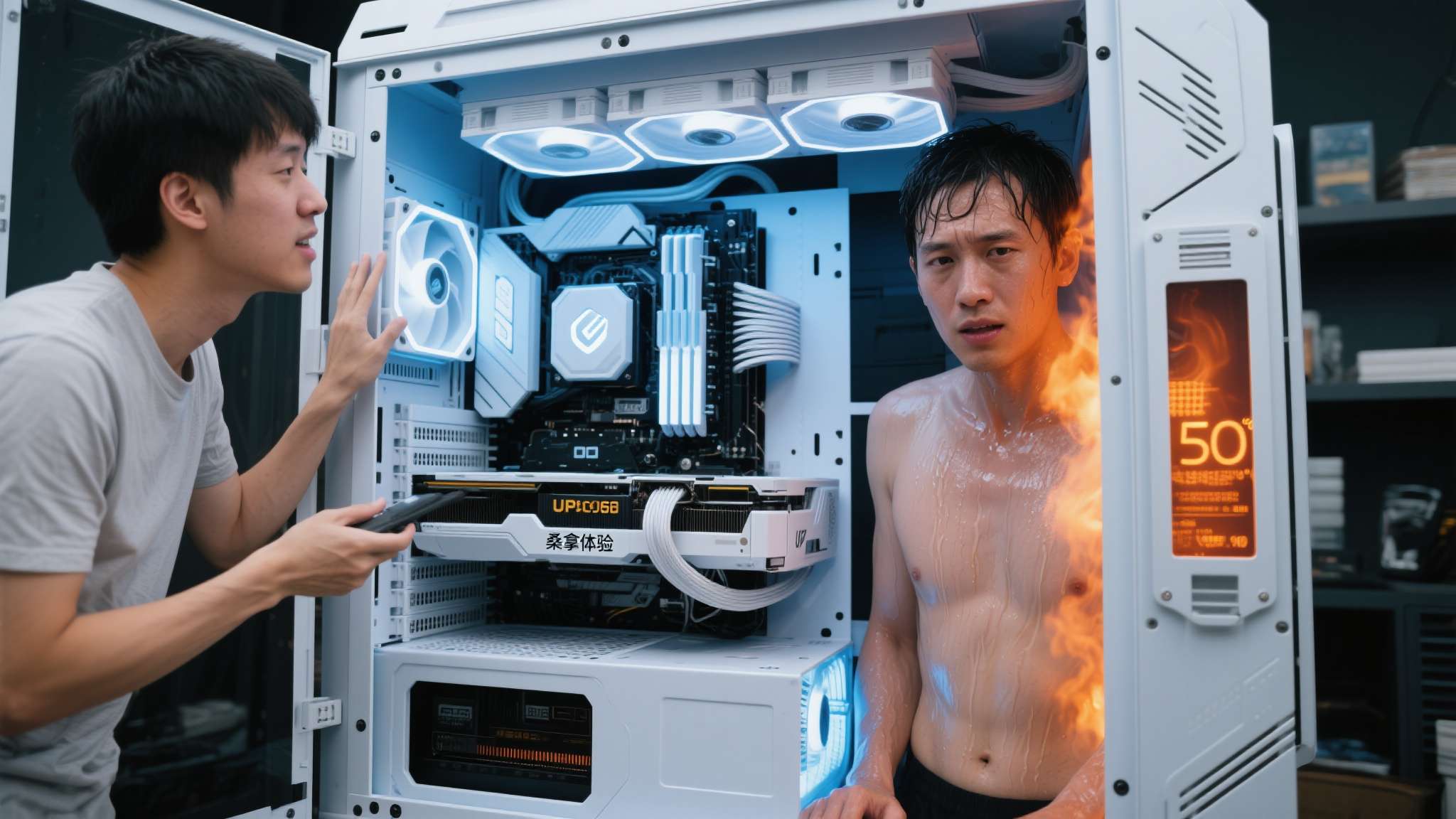UP造出巨型PC主机!人能进去蒸桑拿 散热靠真空调 普通PC主机的散热压力已经不小,而这台巨型主机的内部空间完全封闭,高性能硬件满负
